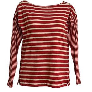 LRL Lauren Jeans Co. Petite Medium Blouse Top100% Cotton Nautical Coastal Sail